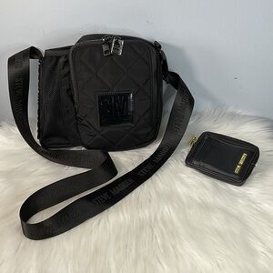 Steve Madden black quilted crossbody bag + bonus wallet